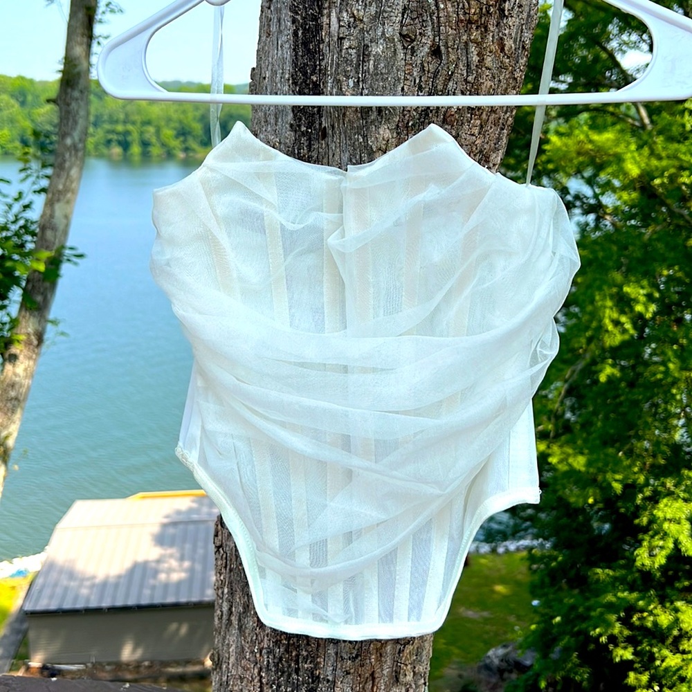 White strapless corset top